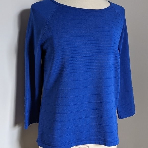 ๐
บCABLE & Gauge Royal Blue Ribbed Textured Sweater L - Picture 4 of 12